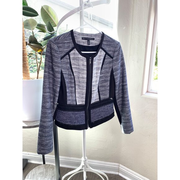 WHBM Multi Tweed Momento Jacket Blazer Zip Size 4 Washable Contrast Crop 6940 - Picture 9 of 11